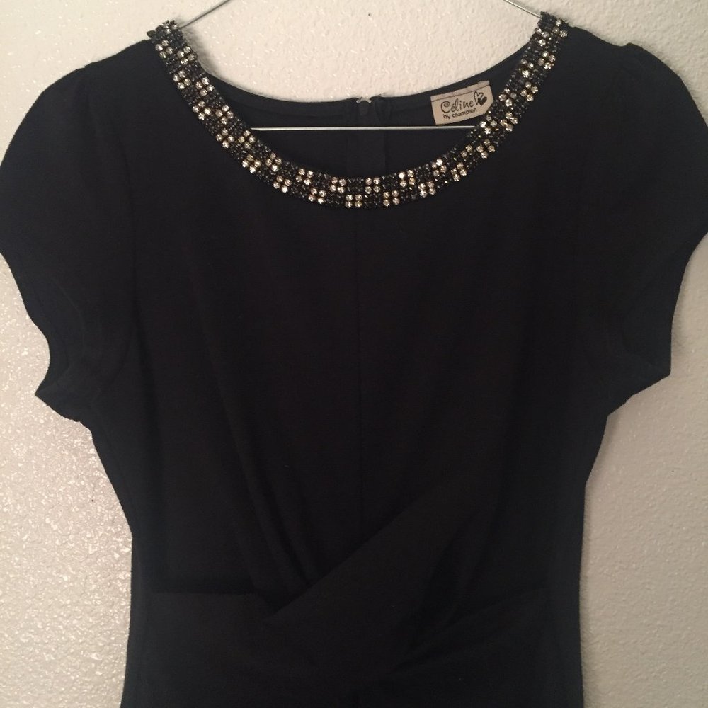 Black Dress w/ Mini Black & White Diamonds